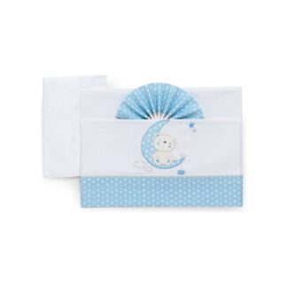 Set lenzuola lettino Italbaby 15 2010 402 MOON completo Azzurro Set lenzuola lettino (ord.min.1.00unità)