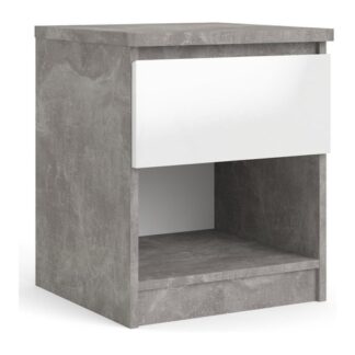 Comodino Tvilum 76238GXUU NAIA Oxid beton e White high gloss Comodino (ord.min.1.00unità)