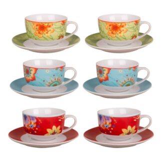 Set tazze te Set tazze te Amicasa Art 40 FLOWERS Colori assortiti (ord.min.1.00 unità)