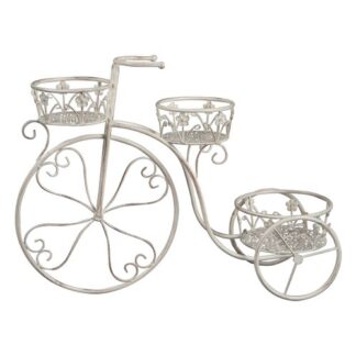 Porta piante Amicasa bicicletta 3P Bianco anticato Porta piante (ord.min.1.00unità)