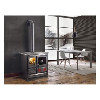 Cucina legna Nordica 7015448 ROSA L 5.0 Vst Steel Nero antracite Cucina legna (ord.min.1.00unità)