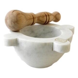 Mortaio Mortaio Marmo In con pestello legno Bianco (ord.min.1.00 unità)