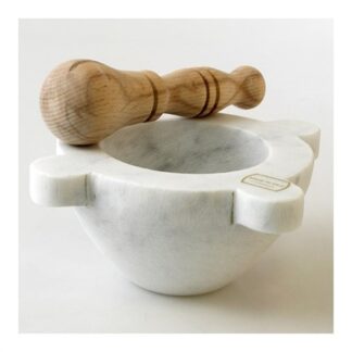 Mortaio Mortaio Marmo In con pestello legno Bianco (ord.min.1.00 unità)