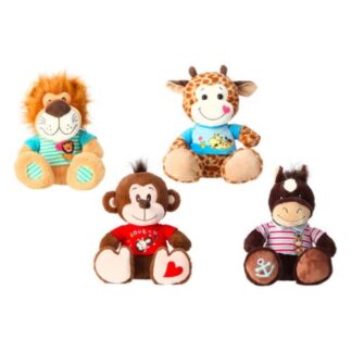 Peluche Globo 83439 PELUX Animale seduto con t-shirt Assortito Peluche (ord.min.1.00unità)