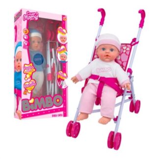 Set bambola Set bambola Globo 42481 BIMBO Parlante con passeggino Assortito (ord.min.1.00 unità)