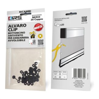 Ricambio zanzariera Bottoni antivento zanzariera Alvaro Clip 20 pz IRS IART5071 Nero (ord.min.1.00 unità)