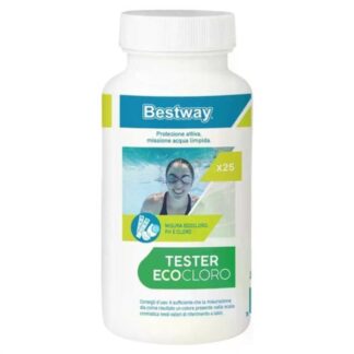 Analizzatore acqua piscina 25 strisce test Eco Cloro 3 in 1 Bestway 59 Analizzatore acqua piscina (ord.min.1.00unità)