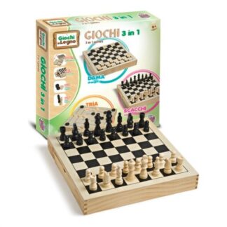 Gioco di società Gioco Grandi Giochi GG95023 GIOCHI IN LEGNO Dama, Scacchi e Tria 3 in (ord.min.1.00 unità)