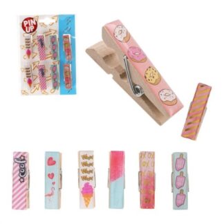 Set mollette blocca fogli Molle blocca fogli Globo 42837 PIN UP multiuso in legno Assortito (ord.min.1.00 unità)