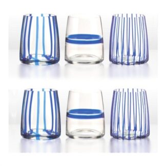 Set bicchieri Set bicchieri Amicasa DF25324 BLUESTRIPE Trasparente e Blu (ord.min.1.00 unità)