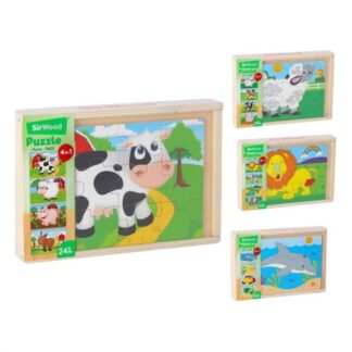 Puzzle Puzzle Globo 42876 SIR WOOD 4 in 1 Assortito (ord.min.1.00 unità)