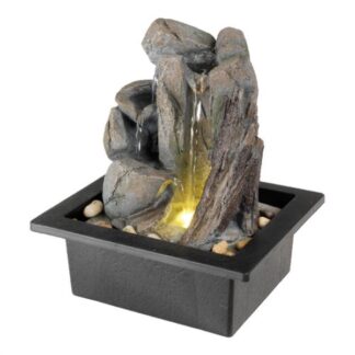 Fontanella Kaemingk 892607 LUMINEO Roccia con led Grigio e Nero Fontana Interno (ord.min.1.00unità)