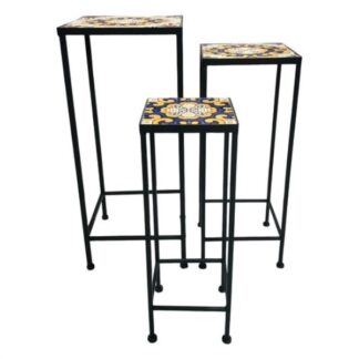 Set porta piante Set porta vasi piante Amicasa AH25028 SICILIA Nero multicolor (ord.min.2.00 unità)