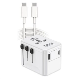 Adattatore da viaggio Adattatore da viaggio Karma CC 9602USBC con cavetto USB C Bianco (ord.min.1.00 unità)