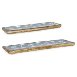 Set vassoi a servire Set vassoi Yes Everyday 0551011 KERAN (38x12 e 46x15 cm) Azzurro decor (ord.min.4.00 unità)