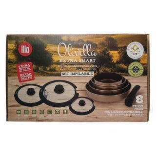 Batteria pentole Batteria pentole Illa I0HTSM08 OLIVILLA EXTRA Smart impilabile salvasp (ord.min.1.00 unità)