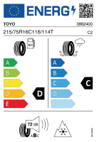 Pneumatici Furgone o Autocarro Pneumatici 4 stagioni TOYO C-CARG 215/75 R16 116/114T - immagine 2