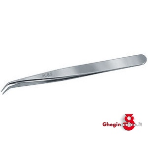 PINZETTE DI PRECIS.PER ELETTRONICA INOX ANTIMAGNETICHE TIPO CORTO A PUNTE SOTTILI,CURVE,BOMBATE 130L PINZETTE x ELETTRONICA inox tweezers for electronics Prod. SCU - immagine 2