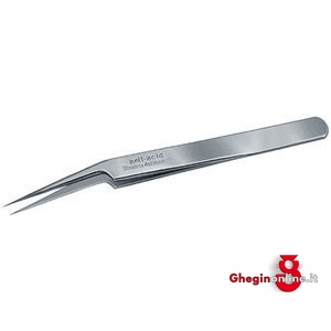 PINZETTE DI PRECIS.PER ELETTRONICA INOX ANTIMAGNETICHE TIPO CORTO A PUNTE SOTTILISSIME,OBLIQUE 130M PINZETTE x ELETTRONICA inox tweezers for electronics Prod. SCU - immagine 2