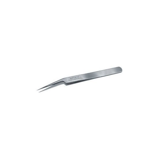 PINZETTE DI PRECIS.PER ELETTRONICA INOX ANTIMAGNETICHE TIPO CORTO A PUNTE SOTTILISSIME,OBLIQUE 130M PINZETTE x ELETTRONICA inox tweezers for electronics Prod. SCU