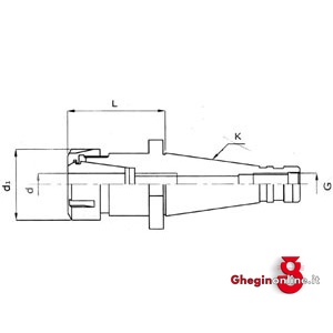 MANDRINI PORTA-PINZE ELASTICHE TIPO ER A NORMA DIN 2080; TERMINALE ATT. CON FILETTO INTERNO 1560GA 3 MANDRINI DIN 2080 DIN 2080 ER pinchers holder chucks with locking collars Prod. SCU - immagine 2