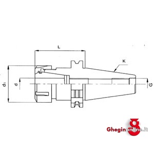 MANDRINI PORTA-PINZE ELASTICHE TIPO ER A NORMA DIN 69871/A; TERMINALE ATT. CON FILETTO INTERNO 1560GB 01 MANDRINI DIN 69871/A DIN 69871/A ER pinch. holder chucks with lock. collars Prod. SCU - immagine 2