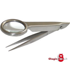 PINZETTE IN ACCIAIO INOX CON LENTE 165 PINZETTE C/LENTE precision tweezers with lens Prod. SCU - immagine 2