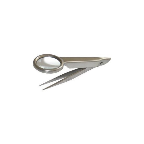 PINZETTE IN ACCIAIO INOX CON LENTE 165 PINZETTE C/LENTE precision tweezers with lens Prod. SCU