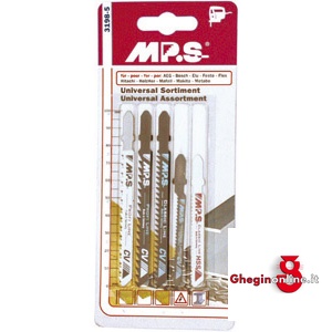 ASSORTIMENTO IN CONFEZIONE DI 5 LAME ART. 1708 G 3 - 1708 GA - B - C - E (1 PZ. X TIPO). 1708GZ ASS. 5 LAME blades for saws Prod. SCU-Orig. MP.S