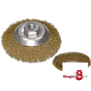SPAZZOLE ACCIAIO TIPO A DISCO CONICO; Ø FILI MM 0,30 1819S 150 SPAZZOLE ACCIAIO circular brushes Prod. SCU