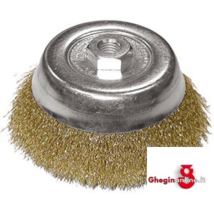 SPAZZOLE ACCIAIO OTTONATO TIPO A TAZZA; CON FORO FILETT. M14 1820L 150 SPAZZOLE ACCIAIO circular brushes Prod. SCU