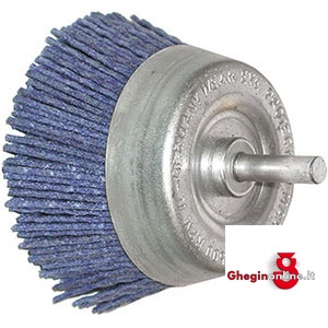 SPAZZOLE IN NYLON ABRASIVO A TAZZA; ATT. CILINDRICO Ø MM 6; GR 150 1832GF 75 SPAZZOLE NYLON ABRAS. nylon brushes Prod. SCU