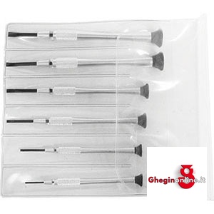 6 GIRAVITI PER OROLOGIAI E MECCANICA FINE TIPO PROFESSIONALE CON PUNTA A TAGLIO - CORPO IN ALLUMINIO 1898GP 6 GIRAVITI X OROLOGIAI screwdrivers for watchmaker and fine mecanics Prod. SCU