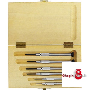 4+2 GIRAVITI PER OROLOGIAI E MECCANICA FINE TIPO PROFESSIONALE CON PUNTA A TAGLIO-CROCE - CORPO IN ALLUMINIO 1898GT 6 GIRAVITI X OROLOGIAI screwdrivers for watchmaker and fine mecanics Prod. SCU