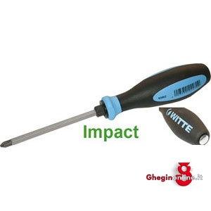 GIRAVITI LINEA PROTOP II IMPACT CON PUNTA A CROCE PHILLIPS CON ESAGONO E SUPERFICIE BATTENTE IN ACCIAIO 1936GM 3 GIR. CR. PH. PROTOP II screwdrivers line "PROTOP II IMPACT" Orig. Witte