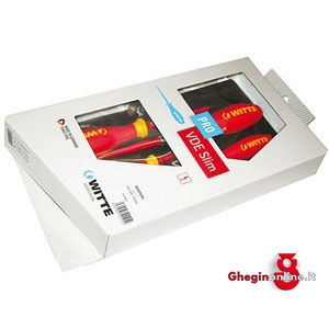 5 GIRAVITI LINEA PROTOP VDE SLIM IN ASSORTIMENTO TIPO CON ISOLAMENTO A FILO LAMA 1943GLA ASS.CACCIAVITI 670080 SLIM VDE "PROTOP" screwdrivers sets Orig. Witte