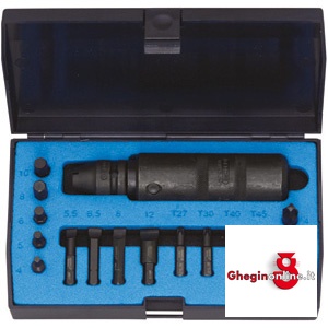 ASSORTIMENTI GIRAVITI A PERCUSSIONE PER VITI CON TAGLIO DIRITTO,A CROCE E CON ESAGONO INTERNO 1986GB ASS.GIRAVITI PERC. hand impact driver sets Orig. Gedore