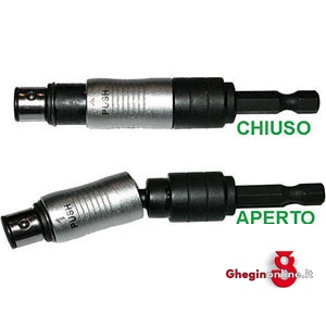 ATTACCHI MAGNETICI PER BITS INNESTO 1/4 DIN 3126 C 6,3 PER TRAPANI: UNIVERSALE E 63 IN ACCIAIO 1995GZ ATTAC.MAGNET.xBITS 1/4 universal adapters with magnet Prod. SCU