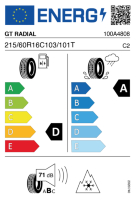 Pneumatici Furgone o Autocarro Pneumatici 4 stagioni GTRADIAL MAX-A2 215/60 R16 103/101T - immagine 2