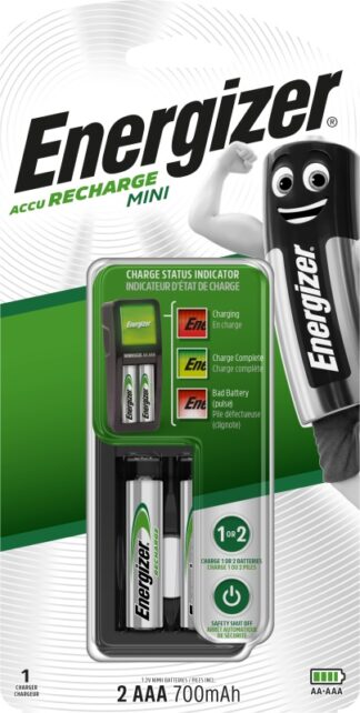 Caricabatterie e batterie Caricabatterie Energizer 635036 ACCU RECHARGE MINI Black e Silver (ord.min.1.00 unità)