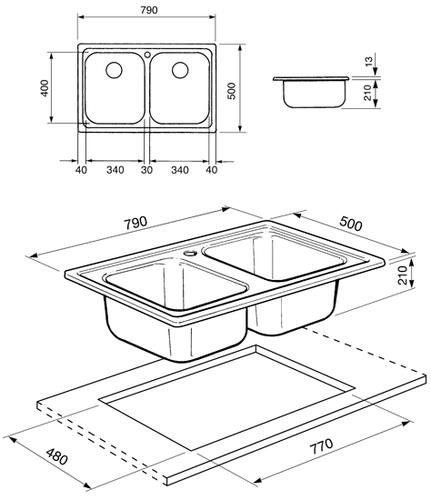 Lavello Lavello Smeg SP792 2 ALBA Inox (ord.min.1.00 unità)