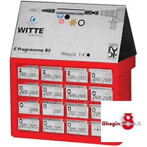 ESPOSITORI DI VENDITA CON BITS ATT.1/4 DIN 3126 WITTE-CENTER: 263 PZ.IN 16 CASSETTI 2022G WITTE - CENTER 16 bits stands Orig. Witte