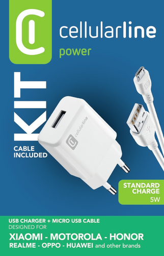 Caricabatterie USB Caricabatterie Cellular Line ACHUSBKITMICROUSB2 CHARGER KIT Compact Bl (ord.min.1.00 unità)
