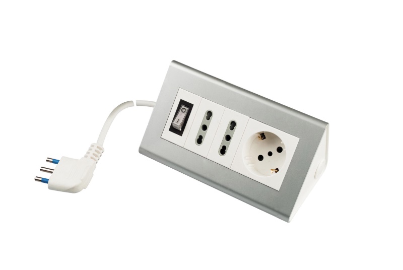 Multipresa tavolo Multipresa tavolo Poly Pool PP2590 10/16A Bianco e Argento (ord.min.1.00 unità)