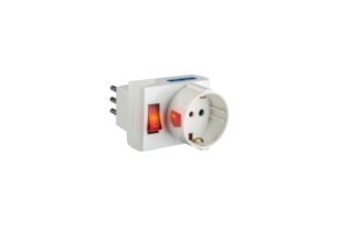 Adattatore presa elettrica Adattatore Poly Pool PP2380 SALVASPAZIO con interruttore Bianco (ord.min.1.00 unità)
