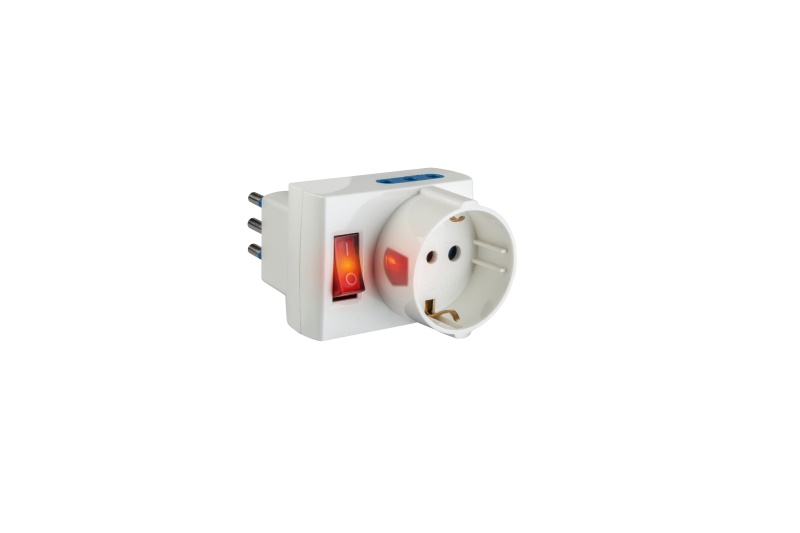 Adattatore presa elettrica Adattatore Poly Pool PP2380 SALVASPAZIO con interruttore Bianco (ord.min.1.00 unità)