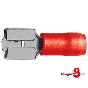 TERMINALI NON ISOLATI (CF.100PZ) TIPO LAMELLARE FEMMINA ROSSO PER CAVI DA MMQ 0,25-1,5 208Q 6.6 TERMINALI (cf.100pz.) insulated terminals Prod. SCU