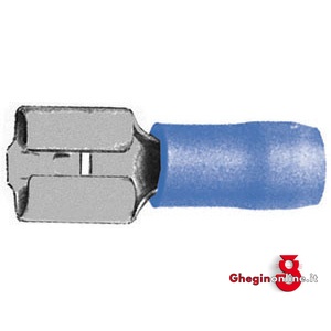 TERMINALI NON ISOLATI (CF.100PZ) TIPO LAMELLARE FEMMINA AZZURRO PER CAVI DA MMQ 1,5-2,5 208R 6.6 TERMINALI (cf.100pz.) insulated terminals Prod. SCU