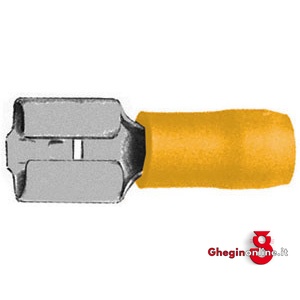 TERMINALI ISOLATI (CF.50PZ.) TIPO LAMELLARE FEMMINA GIALLO PER CAVI DA MMQ 4-6 208S 6.6 TERMINALI (cf.50pz.) insulated terminals Prod. SCU