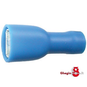 TERMINALI NON ISOLATI (CF.100PZ) TIPO LAMELLARE FEMMINA AZZURRO COMPLETAMENTE ISOLATO PER CAVI DA MMQ 1,5-2,5 208SB 6.6 TERMINALI (cf.100pz.) insulated terminals Prod. SCU